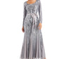 R & M Richards Women's Embellished Godet Gown Gray Size 18