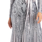 R & M Richards Women's Embellished Godet Gown Gray Size 18