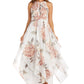 R & M Richards Women's Petite Keyhole Halter Gown Brown Size 6Petite