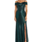 Nightway Women's Off The Shoulder Metallic Gown Gray Size 10Petite