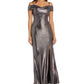 Nightway Women's Off The Shoulder Metallic Gown Gray Size 10Petite
