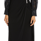 Nightway Women's Jacquard Faux Wrap Gown Black Size 8