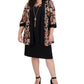R & M Richards Women's 2 Pc Printed Jacket & Necklace Dress Black Size 16W