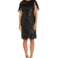 R & M Richards Women's Sequined Capelet Dress Black Size 12