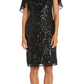 R & M Richards Women's Sequined Capelet Dress Black Size 12