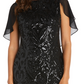R & M Richards Women's Sequined Capelet Dress Black Size 12
