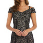 R & M Richards Women's Off The Shoulder Lace Gown Black Size 12