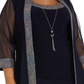 R & M Richards Men's Plus 2 Pc Glitter Trim Jacket & Necklace Dress Blue Size 20W