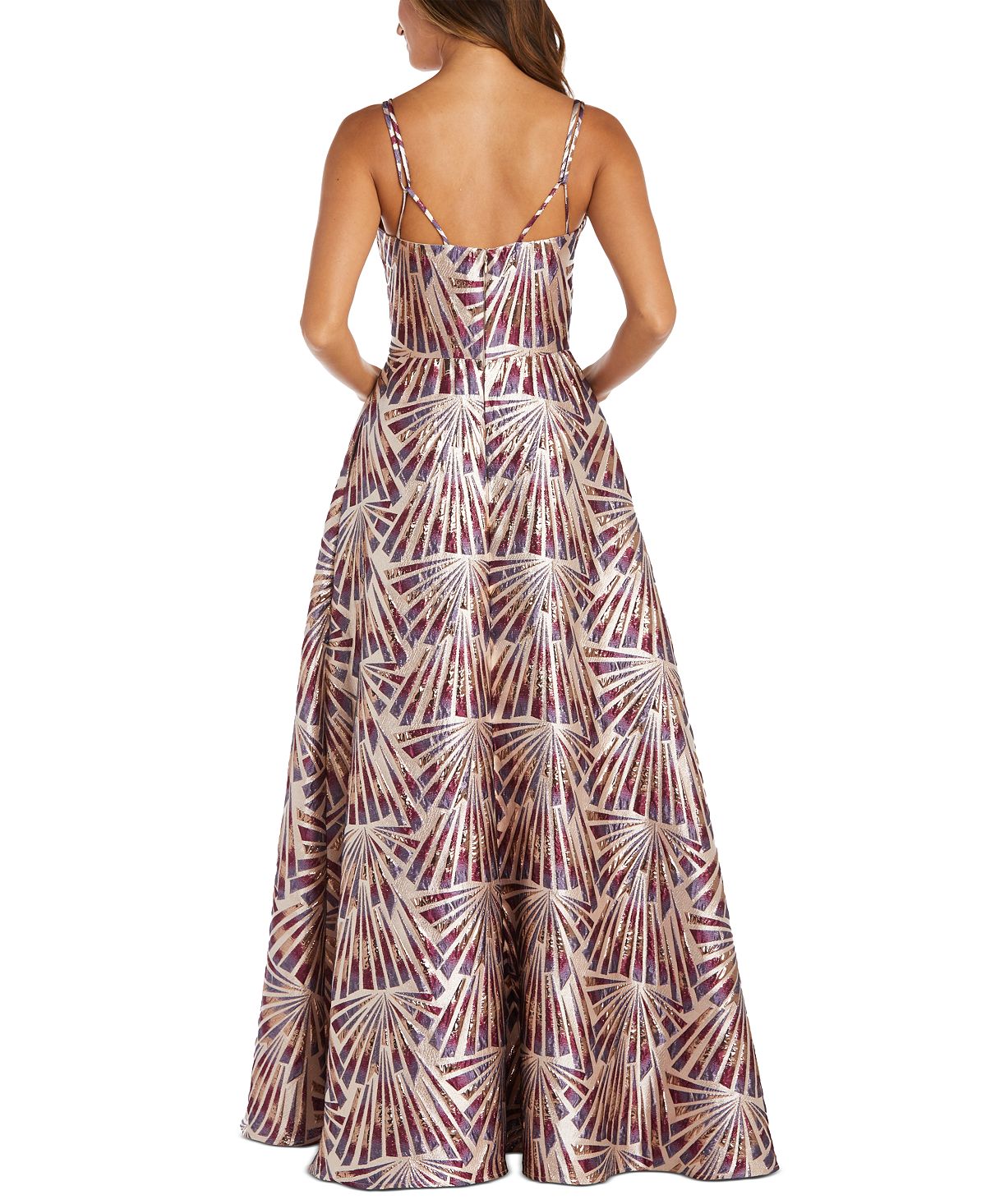 Nightway Women's Metallic Geo Print Gown Purple Size 8