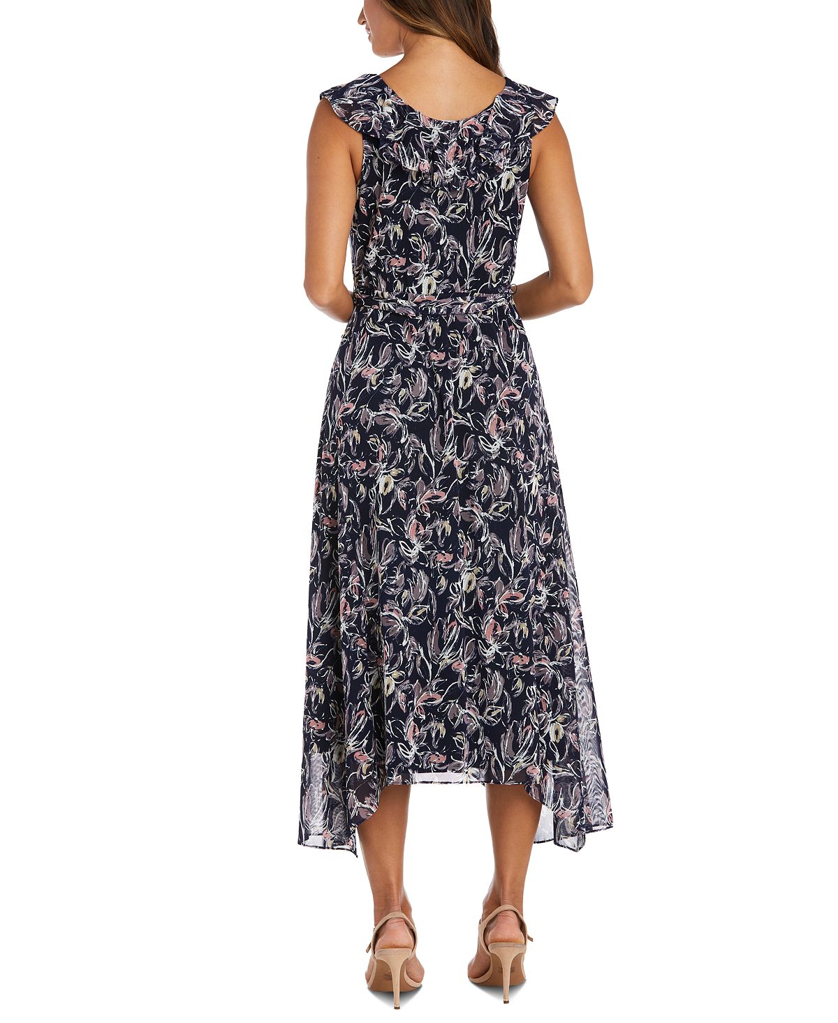 R & M Richards Women's Sleeveless Printed Dress Blue Size 10Petite