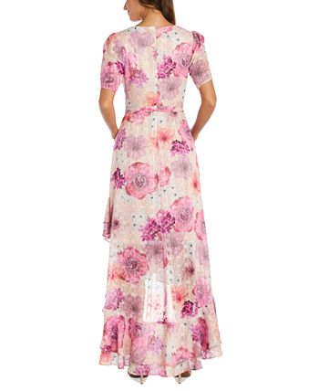 Nightway Women's High Low Ruffled Dress Pink Size 4