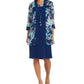 R & M Richards Women's Printed Jacket & Necklace Dress Blue Size 18W