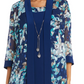 R & M Richards Women's Printed Jacket & Necklace Dress Blue Size 18W