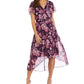 R & M Richards Women's Flutter Sleeve Faux Wrap Dress Purple Size 16W