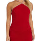 Nightway Women's Embellished Ruched Halter Gown Red Size 12