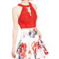 City Studios Junior's 2 Pc Lace & Floral Print Dress Red Size 1