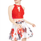 City Studios Junior's 2 Pc Lace & Floral Print Dress Red Size 1