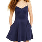 City Studios Women's Spaghetti Strap Mini Fit + Flare Evening Dress Blue Size 5