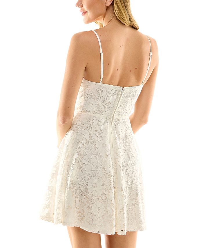 City Studios Junior's Lace Skater Dress White Size 13