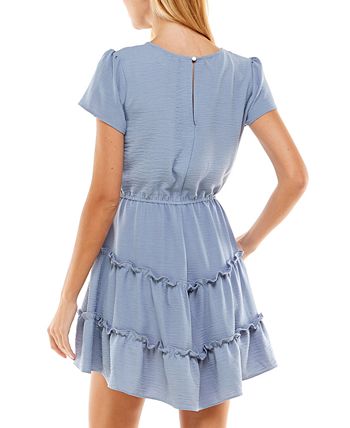City Studios Junior's Ruffle Tier Fit & Flare Dress Brown Size Small