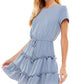 City Studios Junior's Ruffle Tier Fit & Flare Dress Brown Size Small