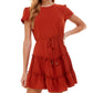 City Studios Junior's Ruffle Tier Fit & Flare Dress Brown Size Small