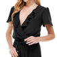 Kingston Grey Women's Belted Ruffled Jumpsuit Black Size Large