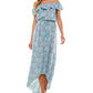 Kingston Grey Junior's Off The Shoulder High Low Dress Blue Size Medium