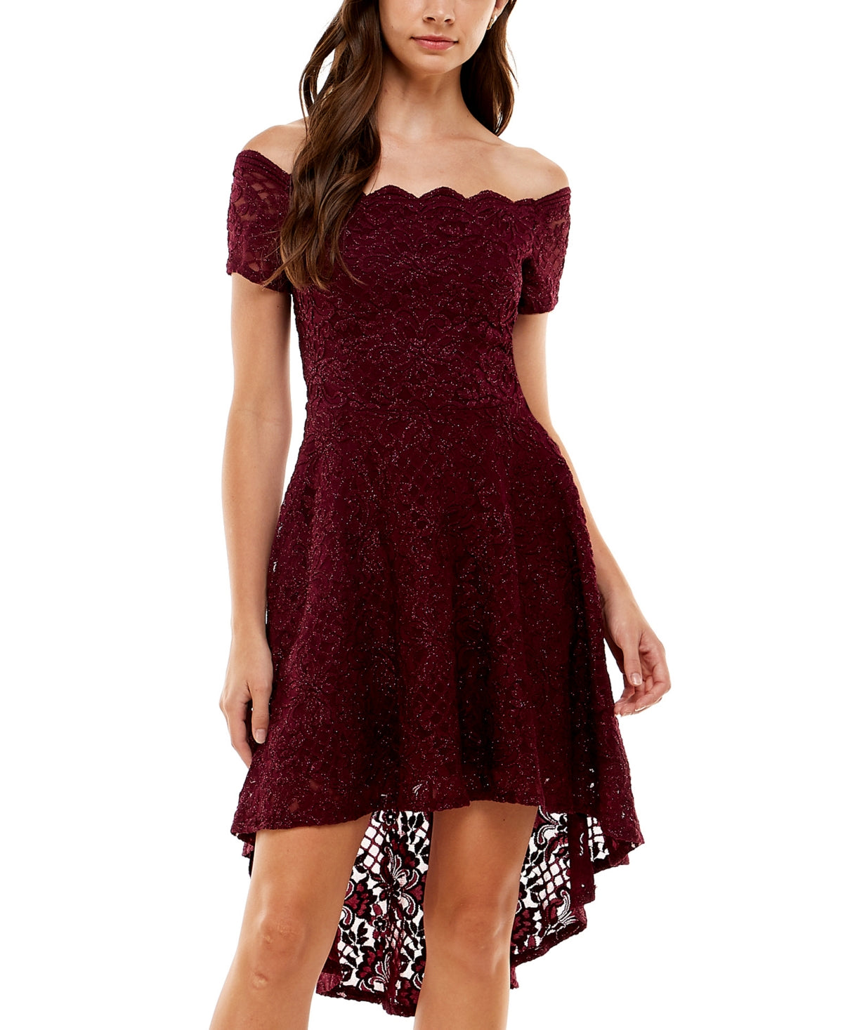 City Studios Junior's Off The Shoulder Fit & Flare Dress Purple Size 3