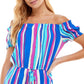Bebop Women's Striped Off The Shoulder Romper Blue Size Medium