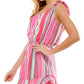 Bebop Junior's Striped Tie Shoulder Romper Pink Size X-Small