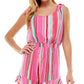 Bebop Junior's Striped Tie Shoulder Romper Pink Size X-Small