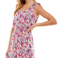 Bebop Junior's Ruffled Floral Print Romper Pink Size Small