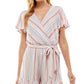 Bebop Junior's Striped Ruffle Hem Romper Pink Size Large