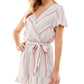 Bebop Junior's Striped Ruffle Hem Romper Beige Size X-Large