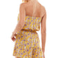 Be Bop Women's Floral Strapless Romper Yellow Size Large
