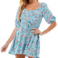 Bebop Junior's Floral Print Tie Waist Romper Blue Size Small