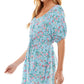 Bebop Junior's Floral Elbow Sleeve Romper Blue Size X-Large