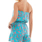 Bebop Junior's Floral Ruffled Leg Romper Blue Size Small