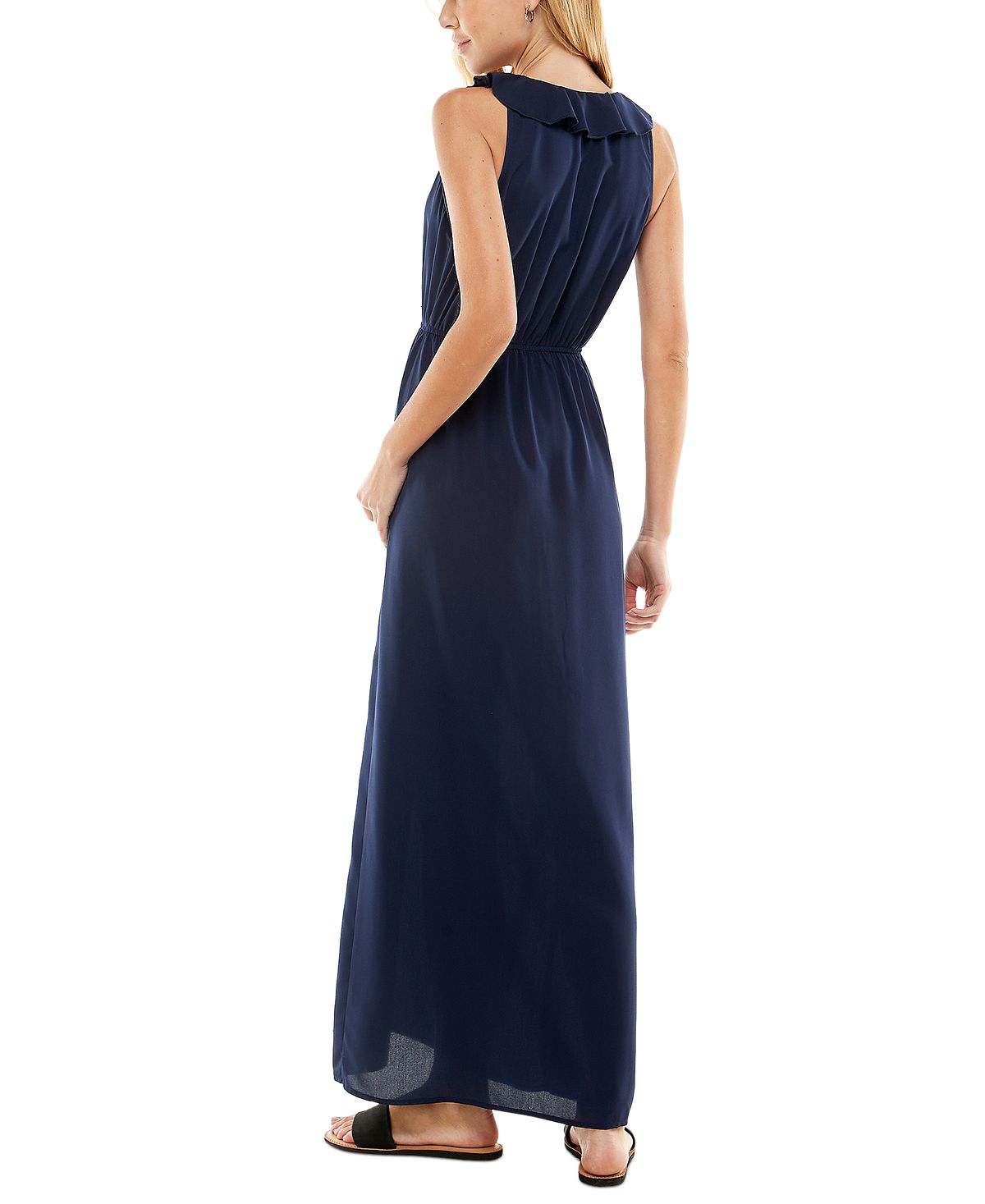 Kingston Grey Junior's Ruffled Drawstring Waist Dress Blue Size XX-Large