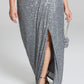 City Studios Junior's Ruched Metallic Gown Gray Size 14