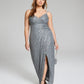 City Studios Junior's Ruched Metallic Gown Gray Size 14