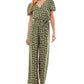Kingston Junior's Printed Tie Waist Jumpsuit Green Size Large