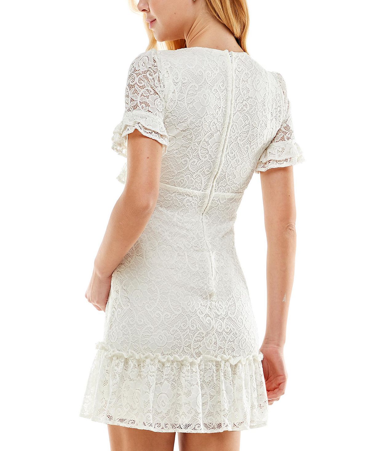 City Studio Women's V Neck Mini Fit & Flare Dress White Size 3
