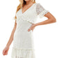 City Studio Women's V Neck Mini Fit & Flare Dress White Size 3