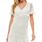 City Studio Women's V Neck Mini Fit & Flare Dress White Size 3