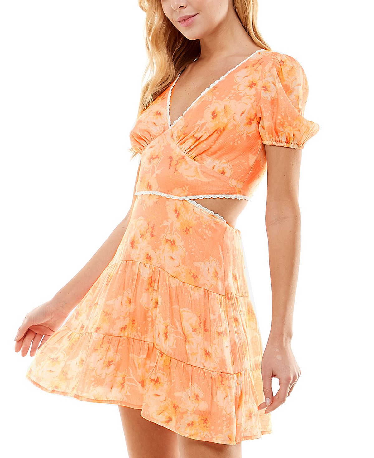 City Studios Women's Daytime Mini Sundress Orange Size Large