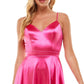 City Studios Junior's Satin Fit & Flare Dress Pink Size 17