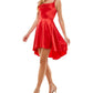City Studios Junior's Satin Cowl Neck High Low Dress Red Size 11
