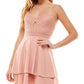 City Studios Junior's Lace Keyhole Skater Dress Pink Size 9